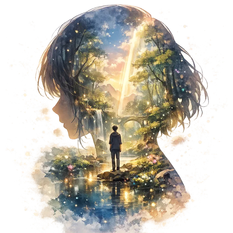 Ethereal Double Exposure Anime Portraits