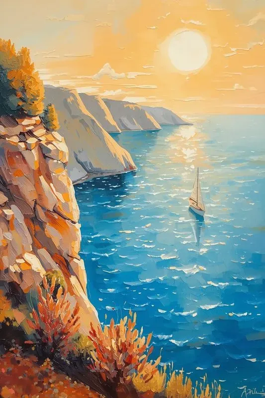 Sunny Elegant Coastal Oil Paintings
