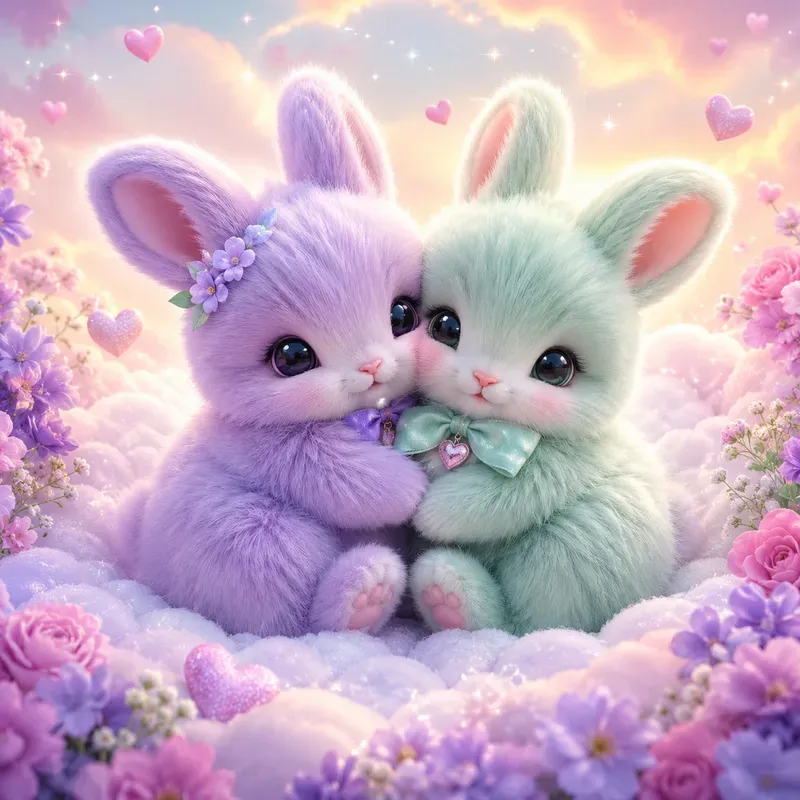 Pastel Cute Animal Couples