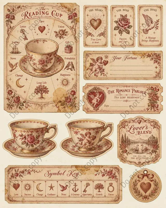 Tea Leaf Reading Ephemera Sheets