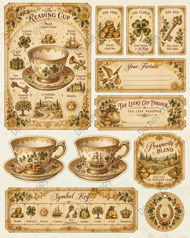 Tea Leaf Reading Ephemera Sheets