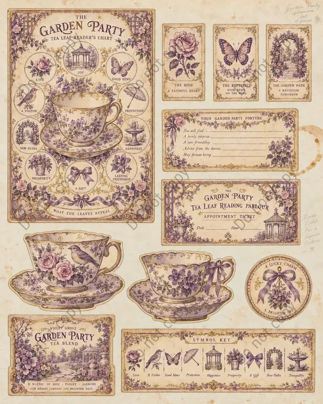 Tea Leaf Reading Ephemera Sheets