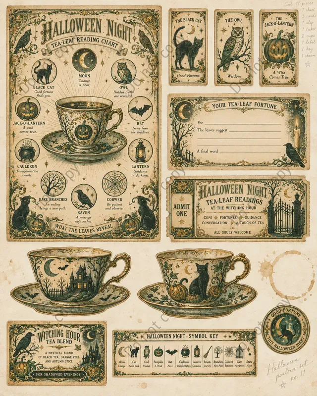Tea Leaf Reading Ephemera Sheets