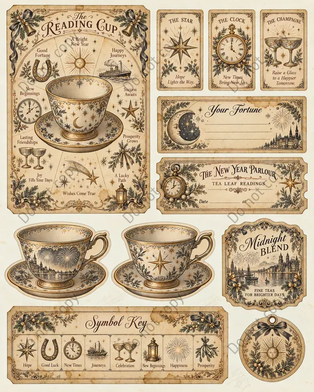 Tea Leaf Reading Ephemera Sheets
