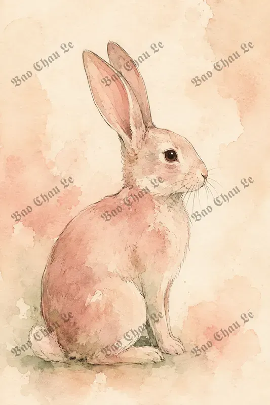Vintage Watercolor Minimal Line Art