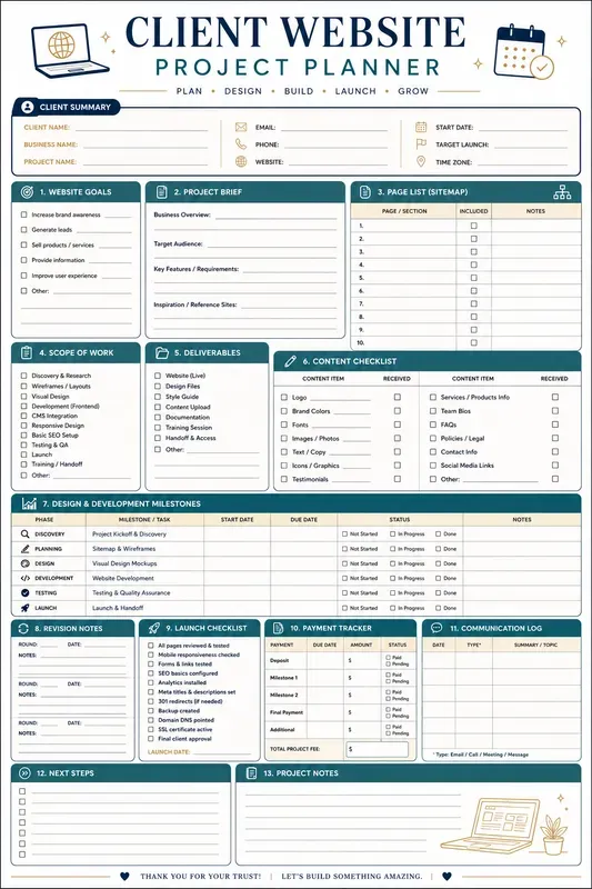 Freelance Client Project Planner Pages