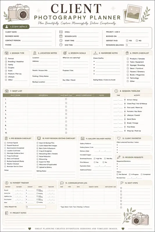 Freelance Client Project Planner Pages