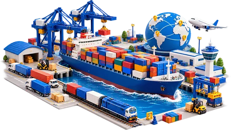 3D Clay Logistics Ecommerce Diagrams