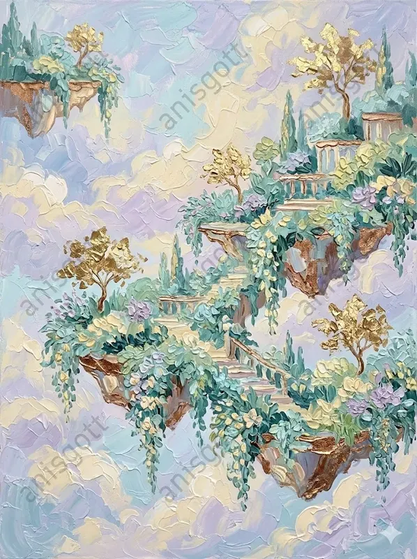 Ethereal Gold Fairytale Impasto Wall Art