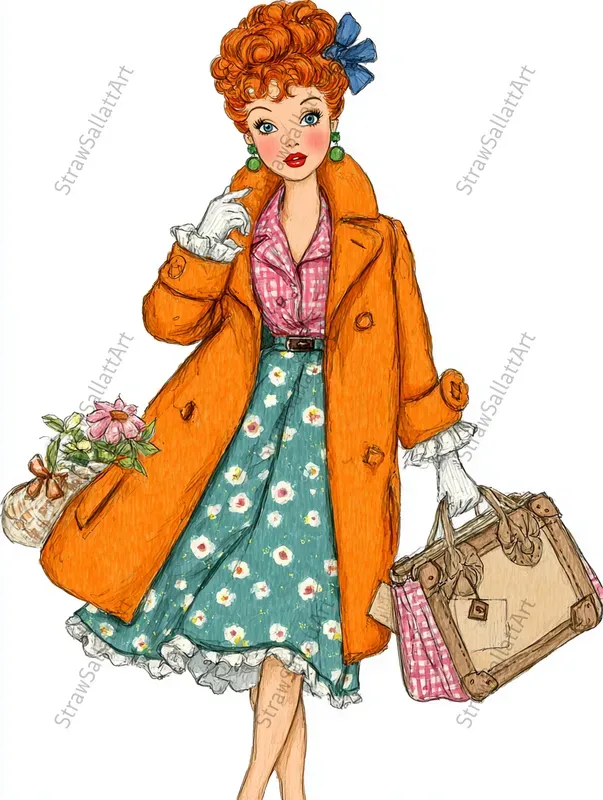Printable Retro Fashion Girls Clipart