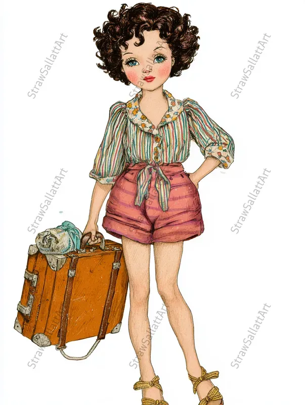 Printable Retro Fashion Girls Clipart