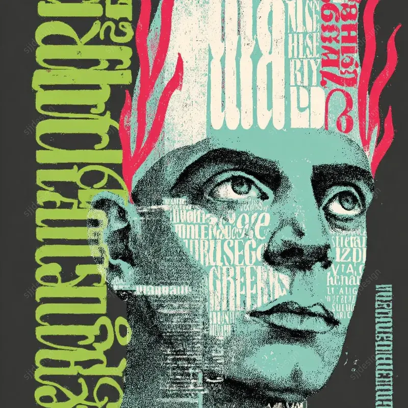 Typographic Retro Surrealism Art
