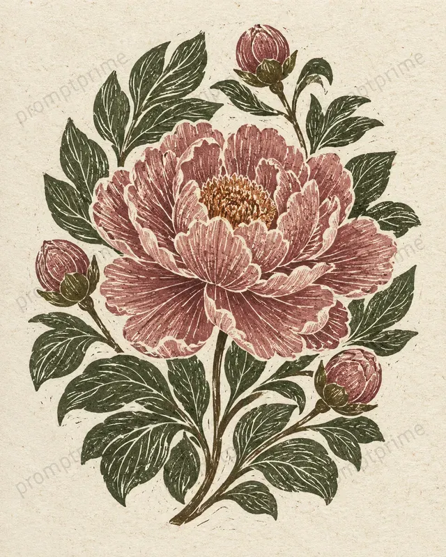 Linocut Floral Art Prints