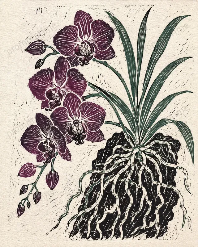 Linocut Floral Art Prints