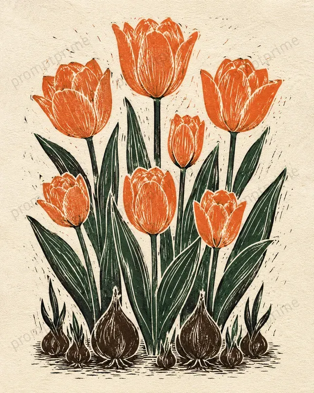 Linocut Floral Art Prints