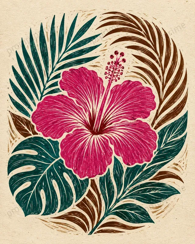 Linocut Floral Art Prints