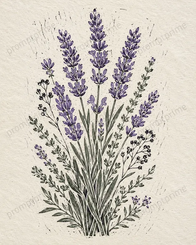 Linocut Floral Art Prints