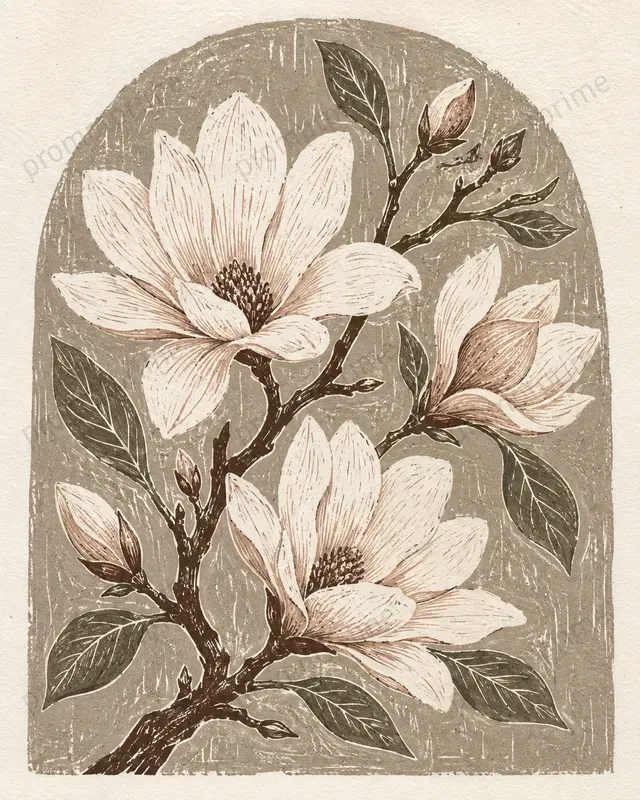 Linocut Floral Art Prints