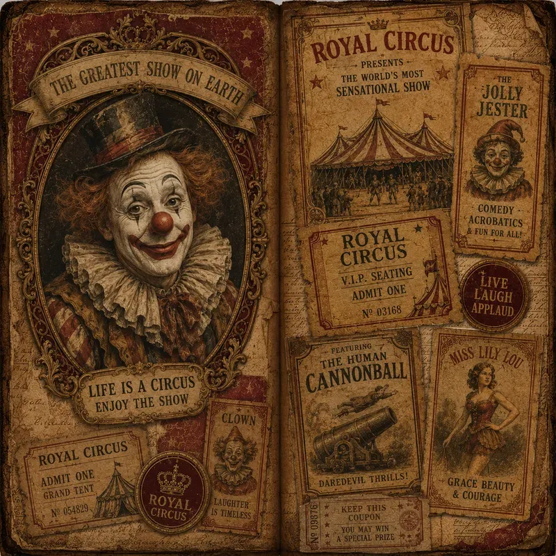 Vintage Circus Junk Journal Kits