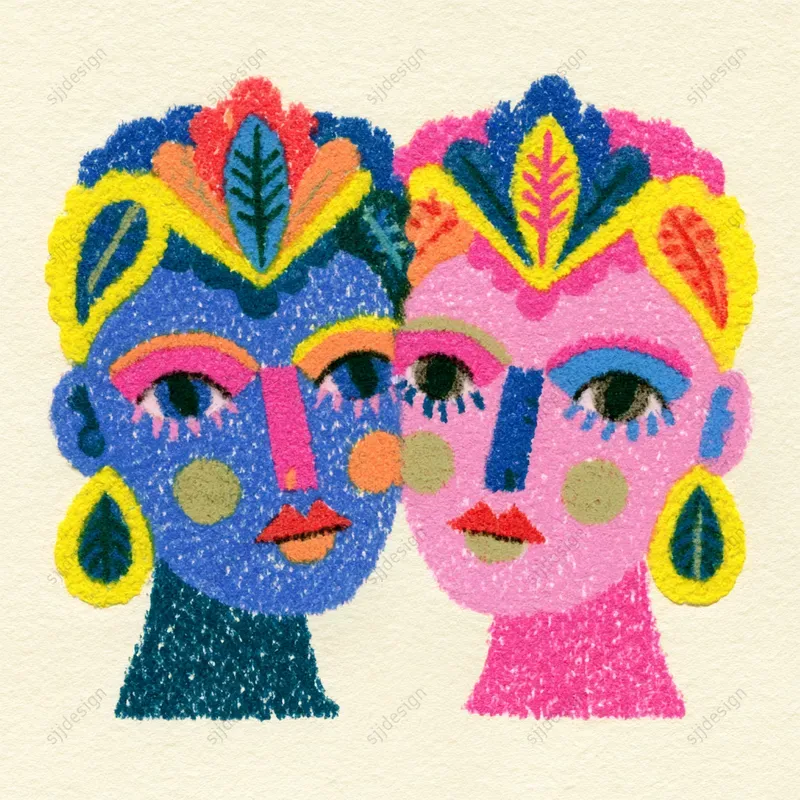 Neon Folk Sticker Art