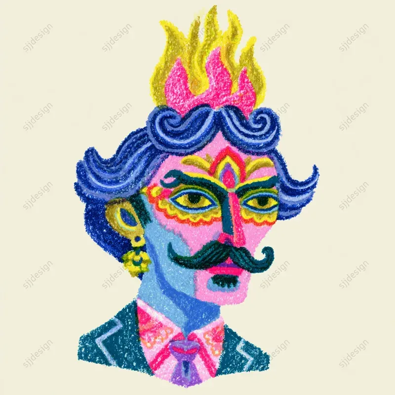 Neon Folk Sticker Art