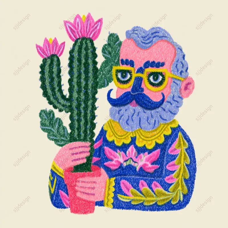 Neon Folk Sticker Art