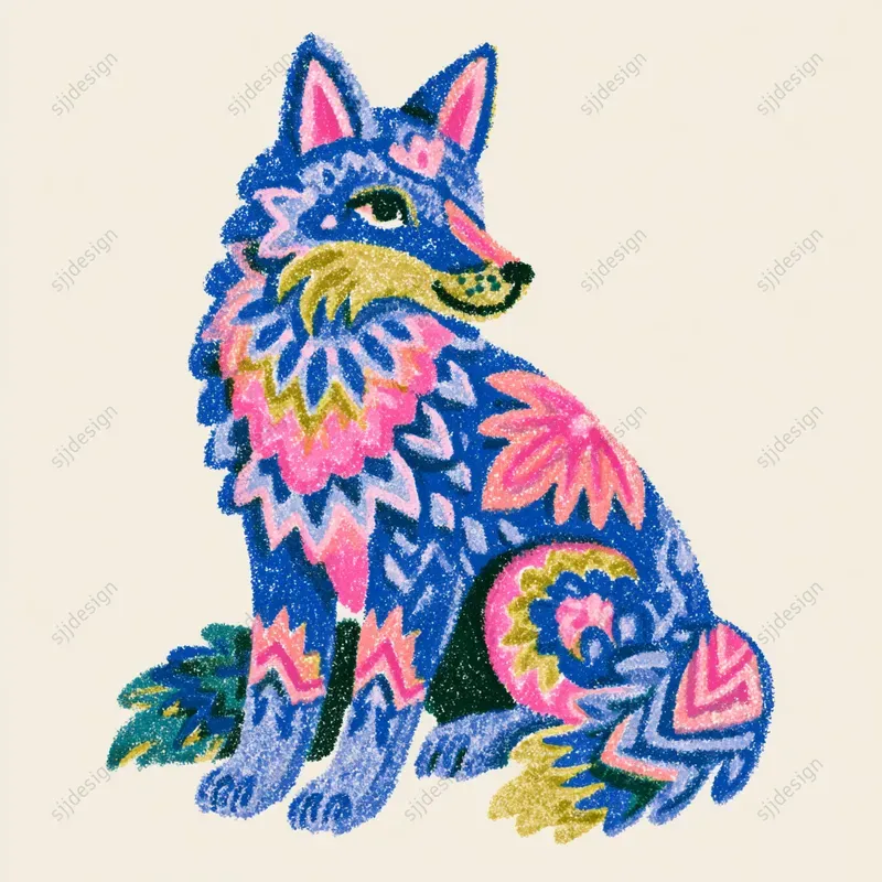 Neon Folk Sticker Art