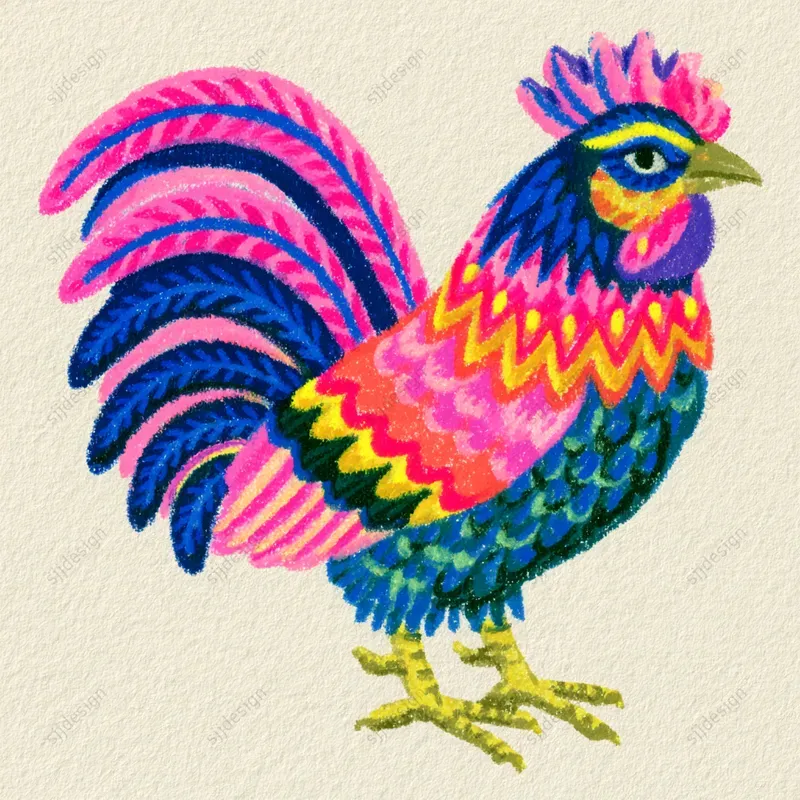 Neon Folk Sticker Art