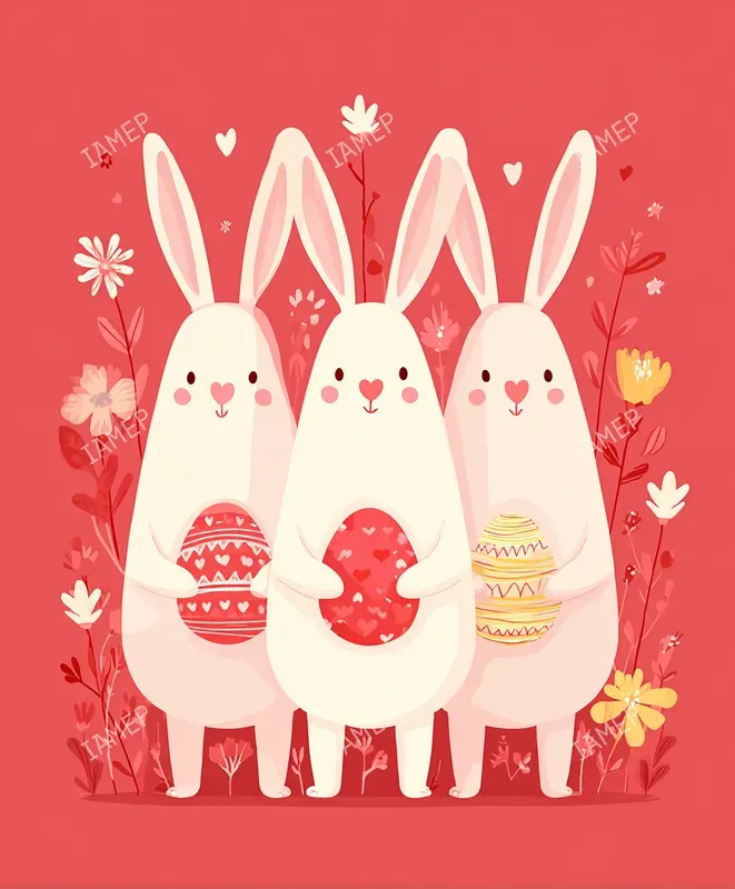 Cute Easter Kawaii Illustrations