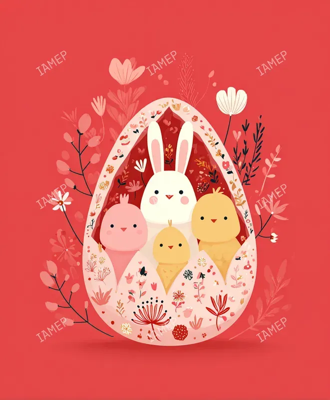 Cute Easter Kawaii Illustrations