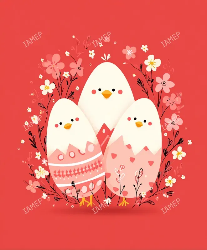 Cute Easter Kawaii Illustrations