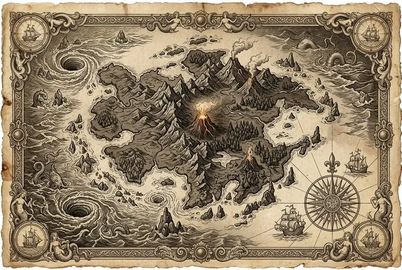 Handdrawn Parchment World Maps