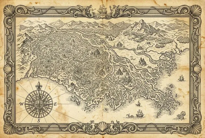 Handdrawn Parchment World Maps