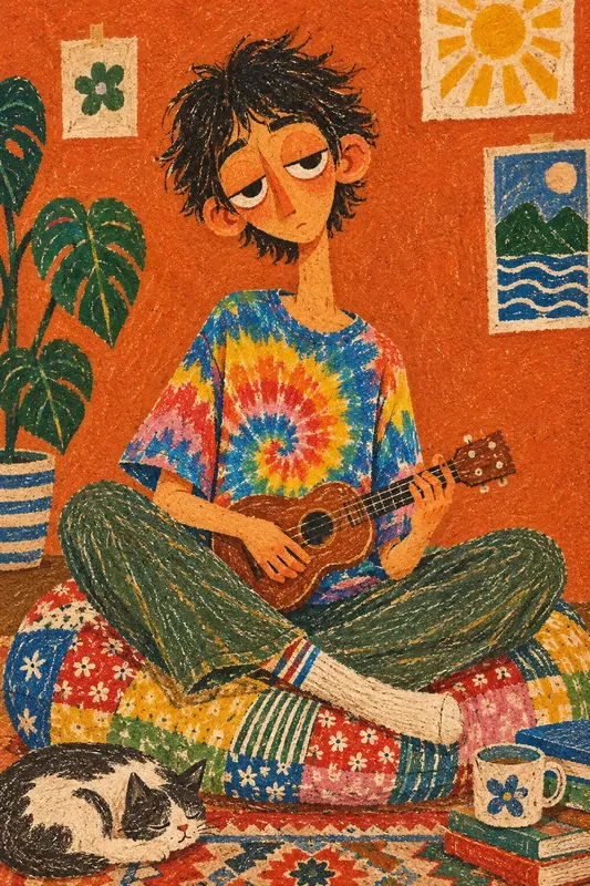 Quirky Textured Oil Pastel Portraits