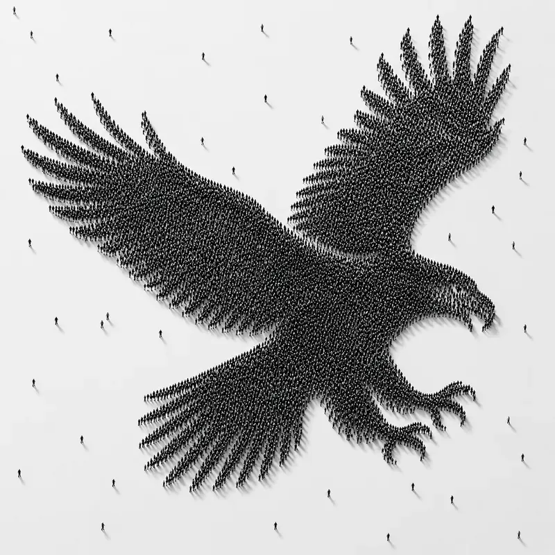 Crowd Silhouette Illusion Art