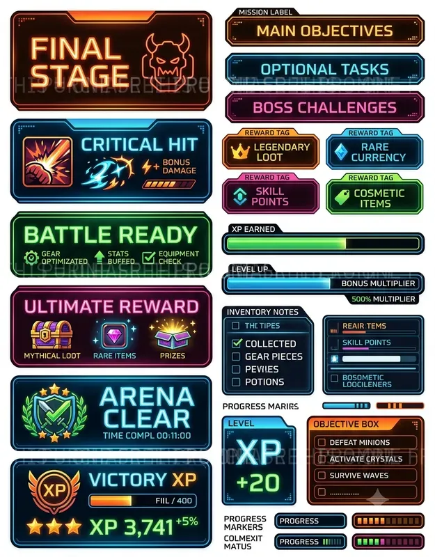 Gaming Typography Scrap Sheets