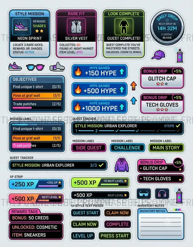 Gaming Typography Scrap Sheets