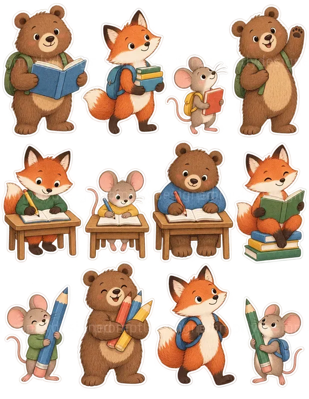 Cute Back To School Animal Cliparts