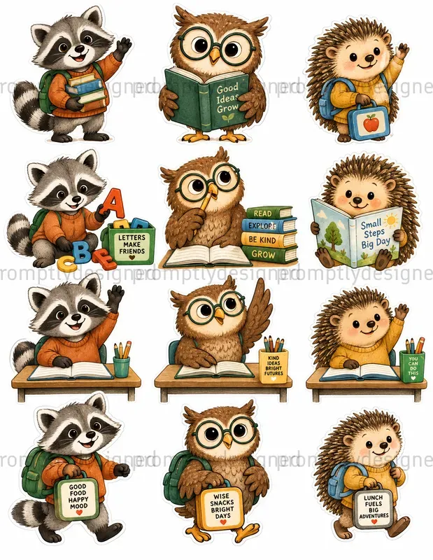 Cute Back To School Animal Cliparts