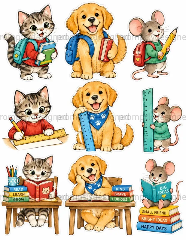 Cute Back To School Animal Cliparts