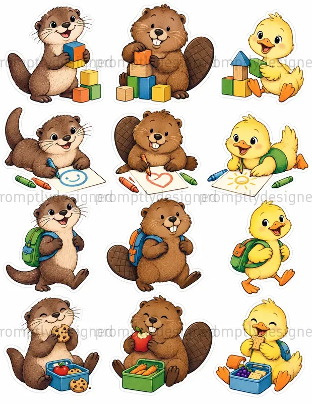 Cute Back To School Animal Cliparts