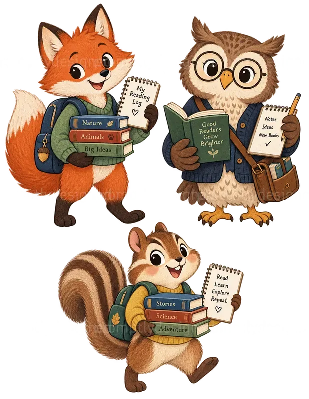 Cute Back To School Animal Cliparts