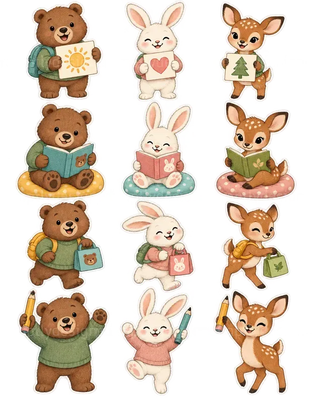 Cute Back To School Animal Cliparts