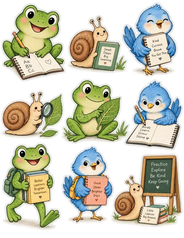 Cute Back To School Animal Cliparts