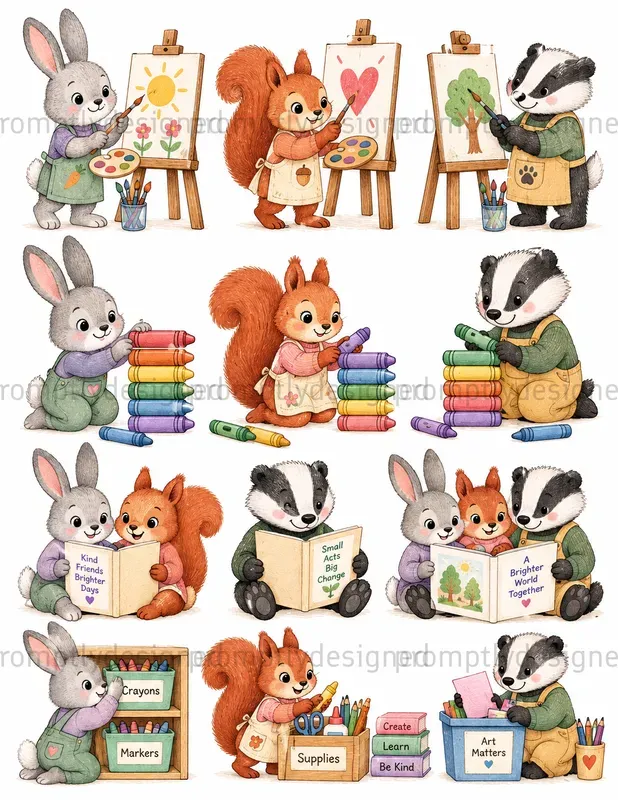 Cute Back To School Animal Cliparts