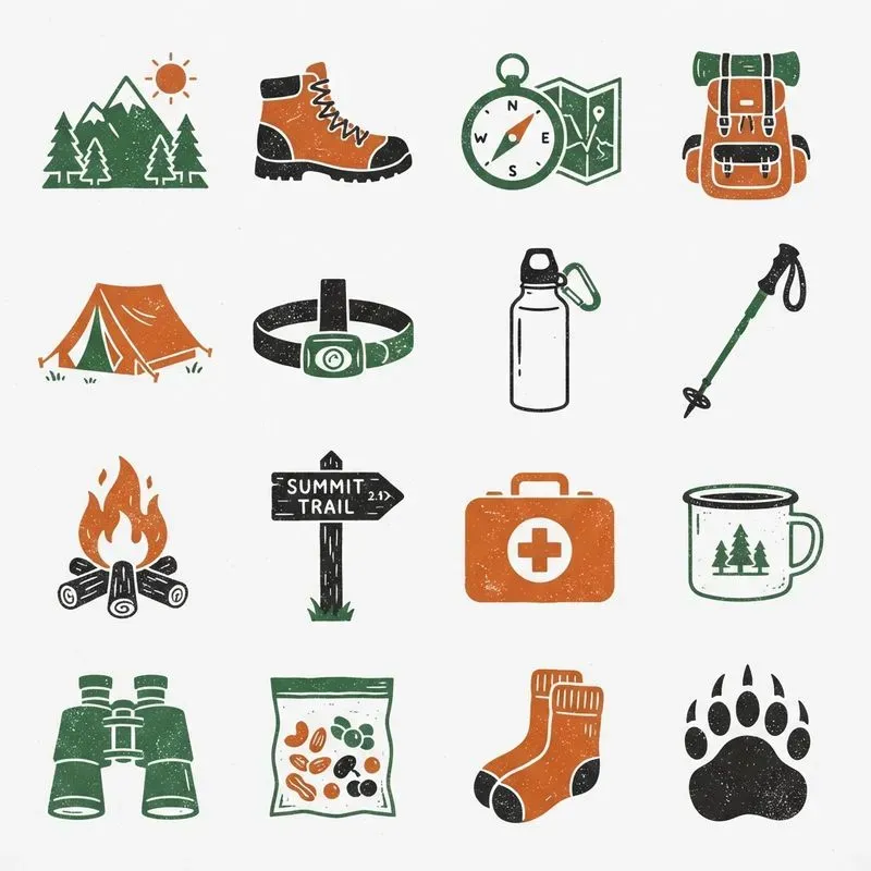 Flat Vintage Screenprint Icon Sheets