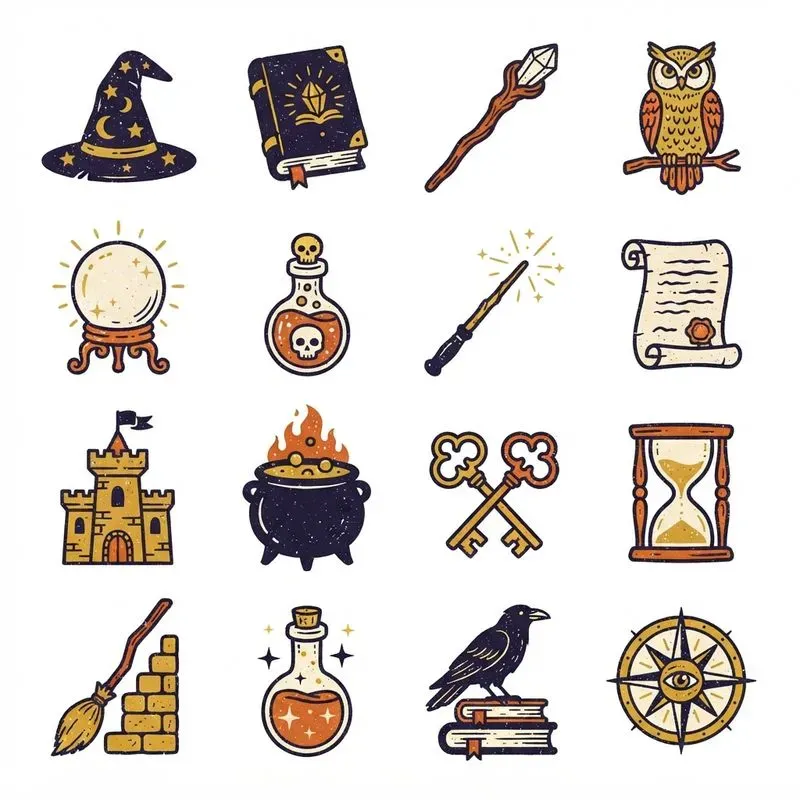Flat Vintage Screenprint Icon Sheets