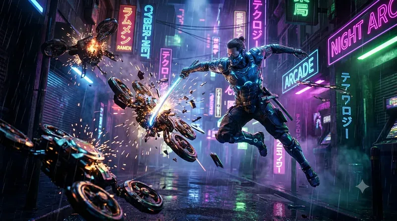 Futuristic Action Game Keyframe Designs