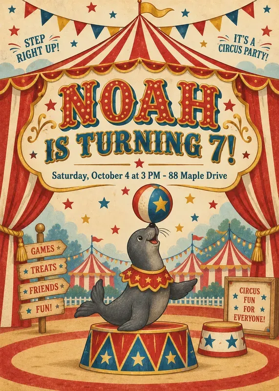 Circus Birthday Party Invitations