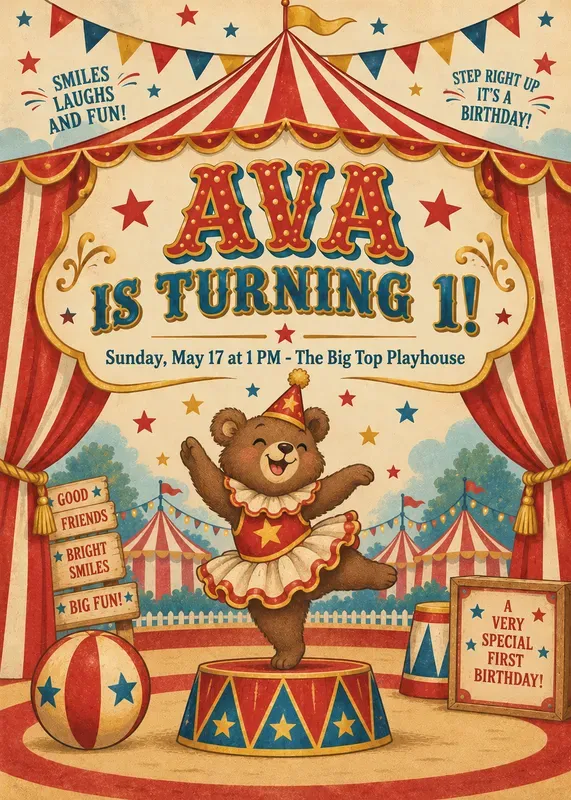 Circus Birthday Party Invitations